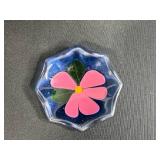 Set of 2 Art Glass Decorative Bowls and 2 Floral Glass Coasters