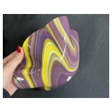 Set of 2 Art Glass Decorative Bowls and 2 Floral Glass Coasters