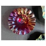 Set of Art Glass Bowls Iridescent and Swirled Designs - display stand not inc