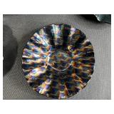 Set of Art Glass Bowls Iridescent and Swirled Designs - display stand not inc