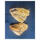 Pair of Vintage Rawlings and Mizuno Leather Baseball Gloves