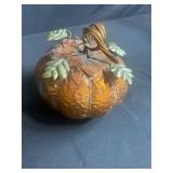 Decorative Metal Pumpkin with Leaf Accents