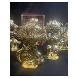 Collection of Gold Tone Metal Animal Figurines Earring Displays with Boxes