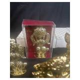 Collection of Gold Tone Metal Animal Figurines Earring Displays with Boxes