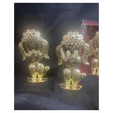 Collection of Gold Tone Metal Animal Figurines Earring Displays with Boxes