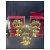 Collection of Gold Tone Metal Decorative Figurine Earring Holders