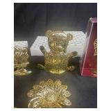 Collection of Gold Tone Metal Decorative Figurine Earring Holders