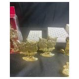 Collection of Gold Tone Metal Decorative Figurine Earring Holders