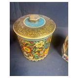 Collection of 7 Decorative Vintage Tin Tea Canisters
