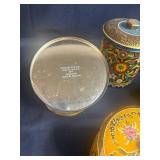 Collection of 7 Decorative Vintage Tin Tea Canisters