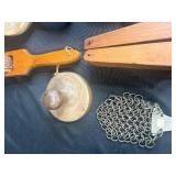 Antique Kitchen Utensil Collection with Choppers and Wooden Tools