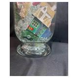 Glass Vase with Miniature Holiday Village Houses and Trees
