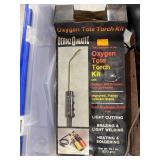 Box of Welding and Workshop Equipment with BernzOmatic Oxygen Tote Torch Kit and Accessories