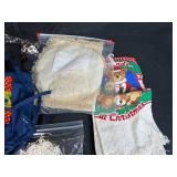 Collection of Vintage Linens, Handkerchiefs, and Doilies with Lace Trim and Holiday Motifs