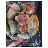 Vintage Goebel Figurine, Westward Look Resort Ashtray, and Wooden Toy Lot