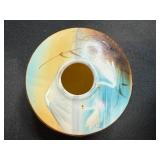 Lot of 2 Vintage Hair Receivers - Cut Glass (missing top) and Hand Painted Ceramic with Swan Motif