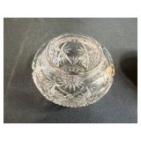 Lot of 2 Vintage Hair Receivers - Cut Glass (missing top) and Hand Painted Ceramic with Swan Motif