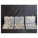 Set of 3 Organizer Boxes with Assorted Nuts, Bolts, and Washers