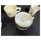 Collection of 5 Antique Porcelain Cups with Boxed Composition Medallion, Germany and Ship Motifs