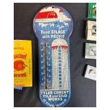 Vintage Advertising Thermometer, Tobacco Sample Cards, and Souvenir Photo Set Collection