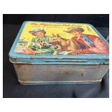 Lot of 2 Vintage Metal Lunch Boxes Roy Rogers and Lassie with Toys