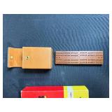 Vintage Game Collection: Cootie Box, Folding Cribbage Board, Dice and Chips Lot