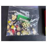 Vintage Game Collection: Cootie Box, Folding Cribbage Board, Dice and Chips Lot