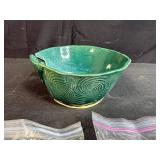 Collection of Assorted Vintage and Novelty Buttons with Green Ceramic Yarn Bowl