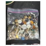 Collection of Assorted Vintage and Novelty Buttons with Green Ceramic Yarn Bowl