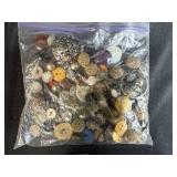 Collection of Assorted Vintage and Novelty Buttons with Green Ceramic Yarn Bowl