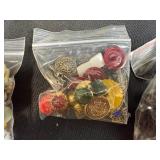 Collection of Assorted Vintage and Novelty Buttons with Green Ceramic Yarn Bowl