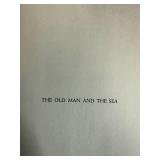 1952 The Old Man and the Sea by Ernest Hemingway with Vintage Mouse Cat Bookmark