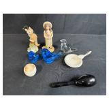 Collection of Figurines Including Calico Kittens, Van Harken Michelle, Glass Birds, and Decorative Pieces