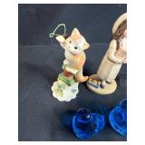 Collection of Figurines Including Calico Kittens, Van Harken Michelle, Glass Birds, and Decorative Pieces