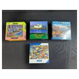 Set of 4 Jigsaw Puzzles - 1000 and 500 Pieces, Various Scenic Designs
