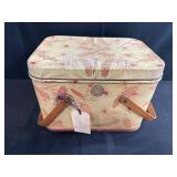 Vintage Sewing Craft Lot with Tin, Fabric, Lace, Beads and Patterns