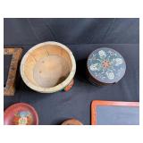 Set of Vintage Norwegian Rosemaling Folk Art Decor Pieces