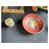 Set of Vintage Norwegian Rosemaling Folk Art Decor Pieces