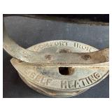 Collection of Antique Cast Iron Sad Irons and Comfort Self-Heating Iron