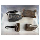 Collection of Vintage Sad Irons and Iron Accessories