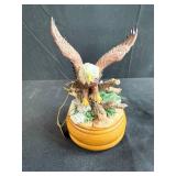 Bird Figurine Collection Including Westland Eagle Music Box, Crystal Bird and Wood Slice Art