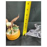 Bird Figurine Collection Including Westland Eagle Music Box, Crystal Bird and Wood Slice Art