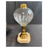 Artisan Raku Pottery Vase and Antique Victorian Glass Oil Lamp