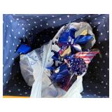 Patriotic Lined Picnic Basket and Large Wicker Storage Basket Set