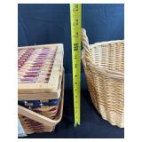 Patriotic Lined Picnic Basket and Large Wicker Storage Basket Set