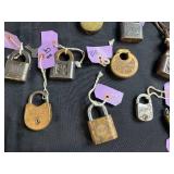 Collection of Vintage and Antique Padlocks with Keys and Chains