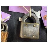 Collection of Vintage and Antique Padlocks with Keys and Chains