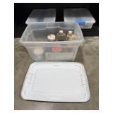 Collection of Metal Polish, Cleaners, and Repair Supplies in Storage Tote = quantities iunverified