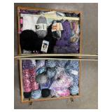 Vintage Samsonite Suitcase Filled with Assorted Yarn and Knitting Supplies
