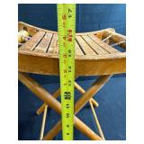 Vintage Wood Folding Stool with Slatted Seat
